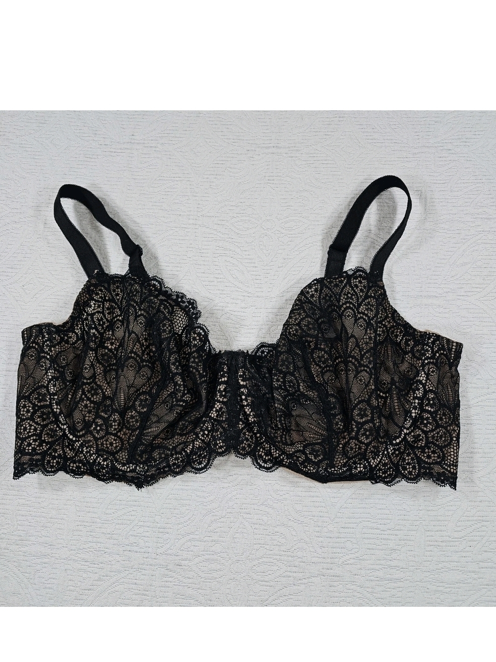 Torrid Curve Unlined Balconette Bra 42DD Black Lace Underwire Adjustable